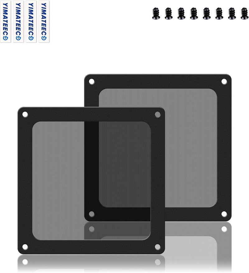 YIMATEECO Dust Filter PC 90mm for Computer Cooler/PSU/Routers Nylon 80 Mesh, Magnetic Frame PC Fan Dust Mesh Cooler Filter Dustproof Computer Fan Grills (Nylon, 90 * 90mm, 2pcs, Black) - Image 1